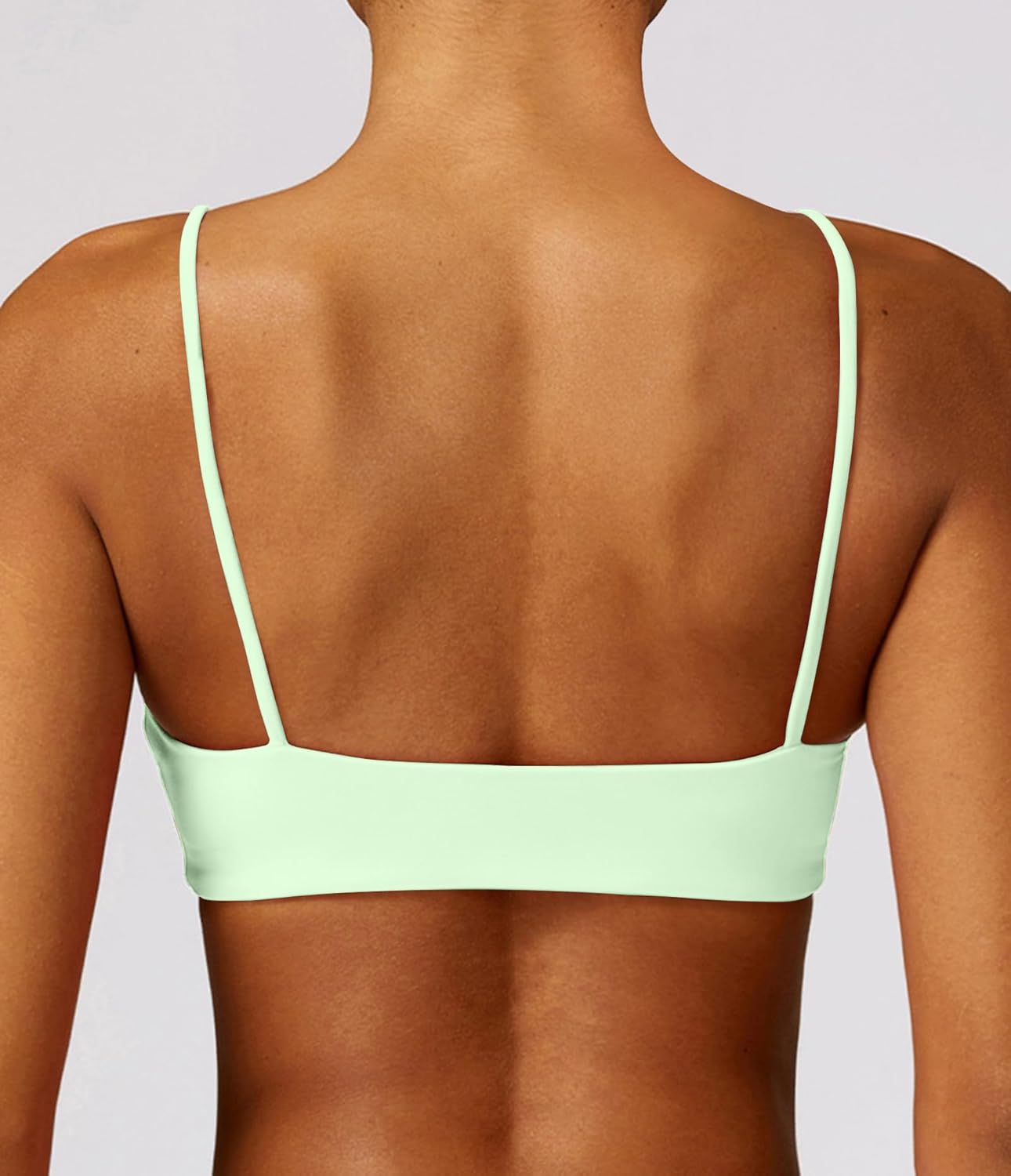 Women's Sports Bra with Thin Straps Stretchy Wirefree Workout Bras Lightweight Workouts Bralette with Removable Pads