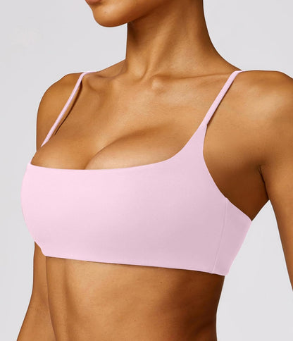 Women's Sports Bra with Thin Straps Stretchy Wirefree Workout Bras Lightweight Workouts Bralette with Removable Pads