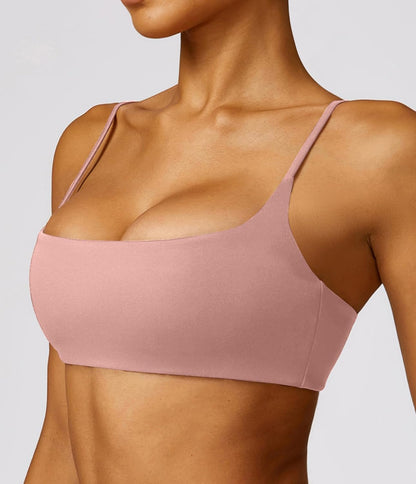 Women's Sports Bra with Thin Straps Stretchy Wirefree Workout Bras Lightweight Workouts Bralette with Removable Pads