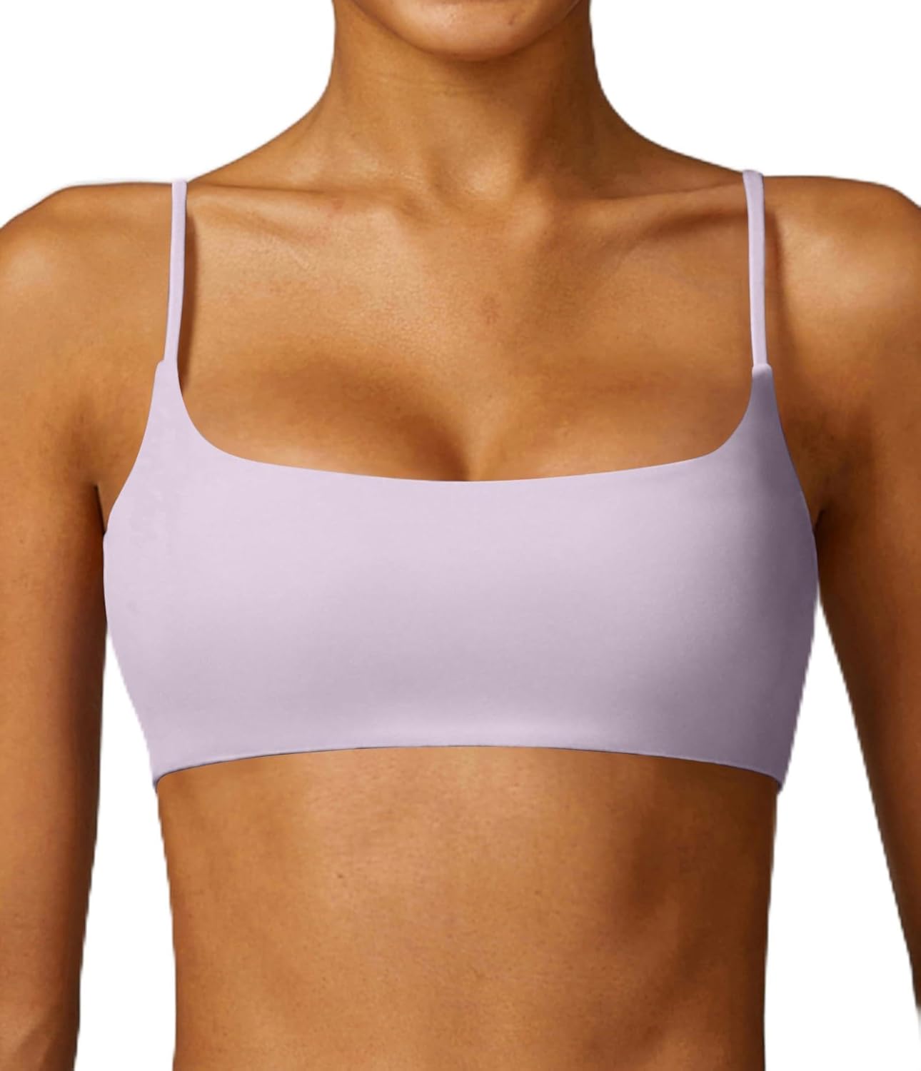 Women's Sports Bra with Thin Straps Stretchy Wirefree Workout Bras Lightweight Workouts Bralette with Removable Pads