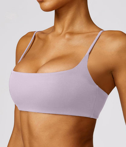 Women's Sports Bra with Thin Straps Stretchy Wirefree Workout Bras Lightweight Workouts Bralette with Removable Pads