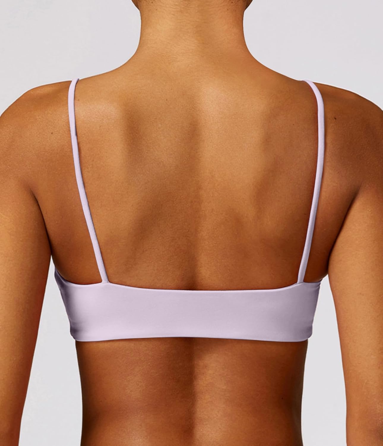 Women's Sports Bra with Thin Straps Stretchy Wirefree Workout Bras Lightweight Workouts Bralette with Removable Pads