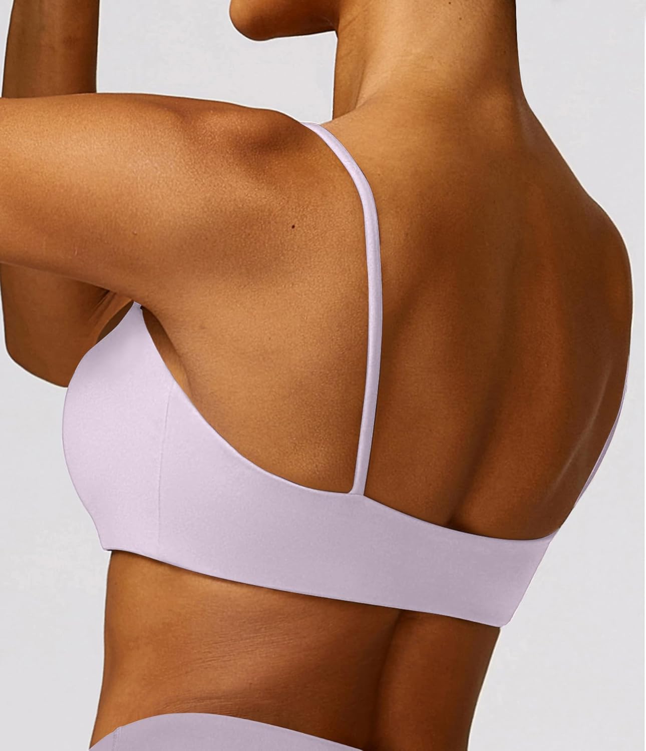 Women's Sports Bra with Thin Straps Stretchy Wirefree Workout Bras Lightweight Workouts Bralette with Removable Pads