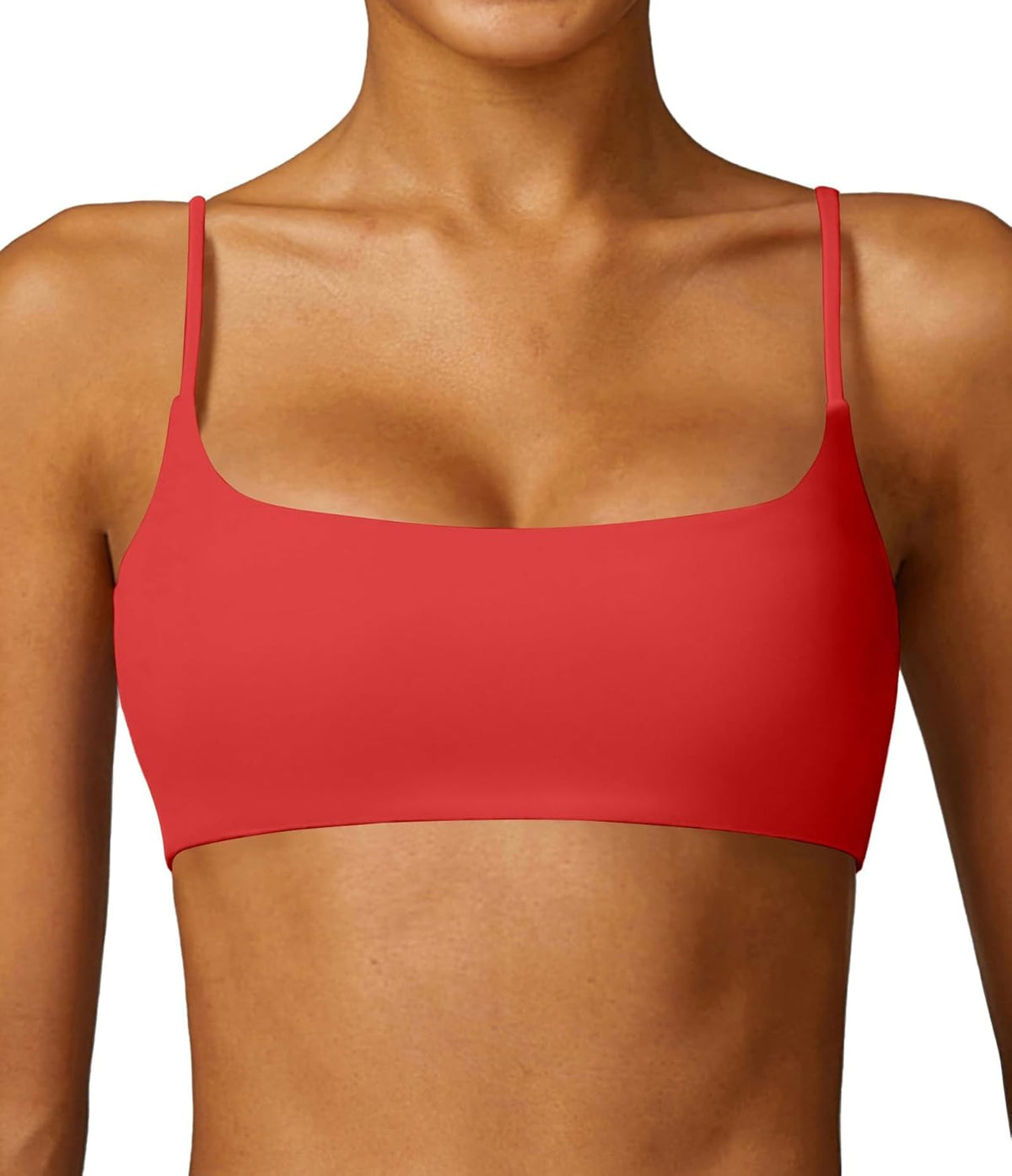 Women's Sports Bra with Thin Straps Stretchy Wirefree Workout Bras Lightweight Workouts Bralette with Removable Pads