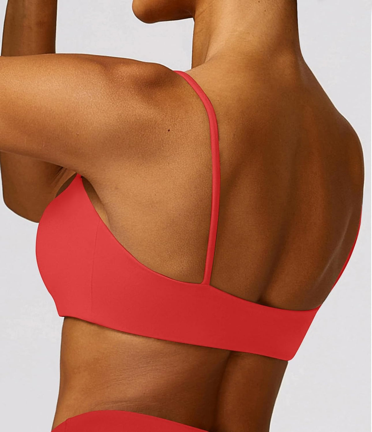 Women's Sports Bra with Thin Straps Stretchy Wirefree Workout Bras Lightweight Workouts Bralette with Removable Pads