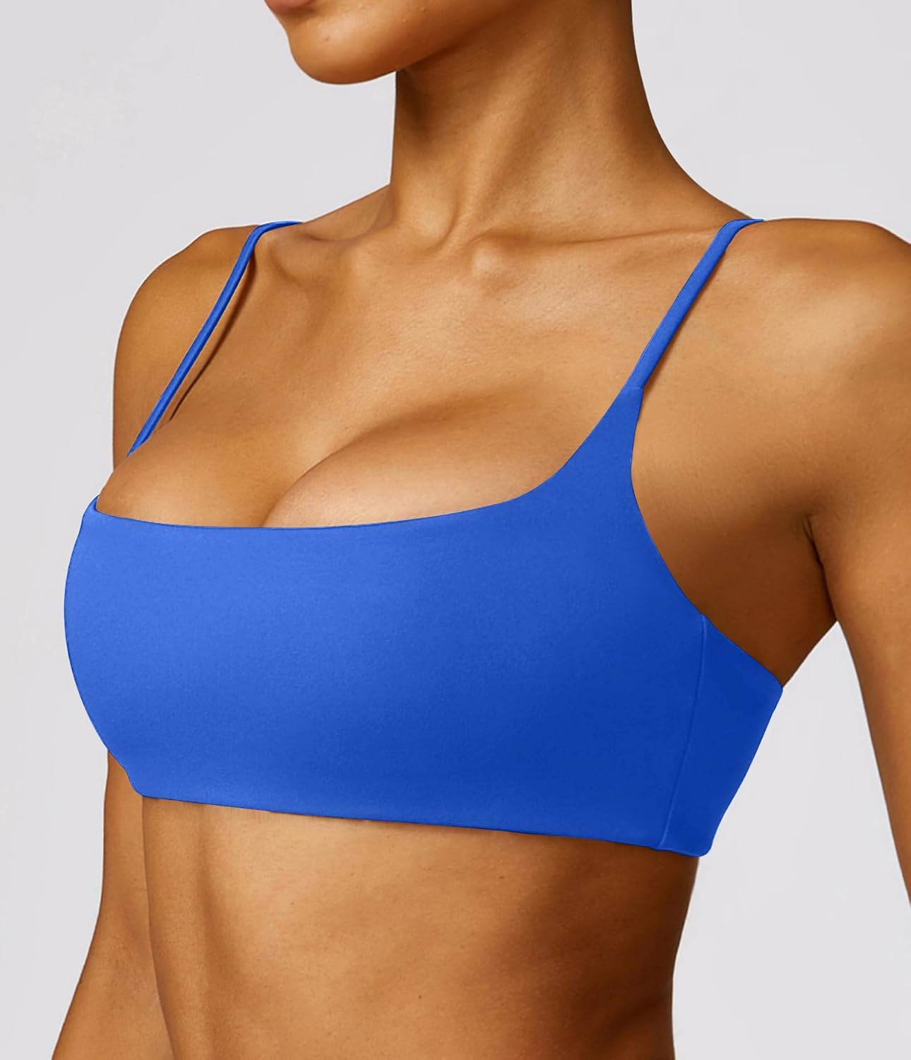 Women's Sports Bra with Thin Straps Stretchy Wirefree Workout Bras Lightweight Workouts Bralette with Removable Pads
