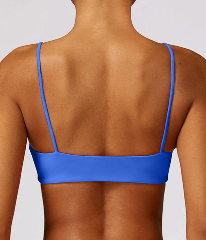 Women's Sports Bra with Thin Straps Stretchy Wirefree Workout Bras Lightweight Workouts Bralette with Removable Pads