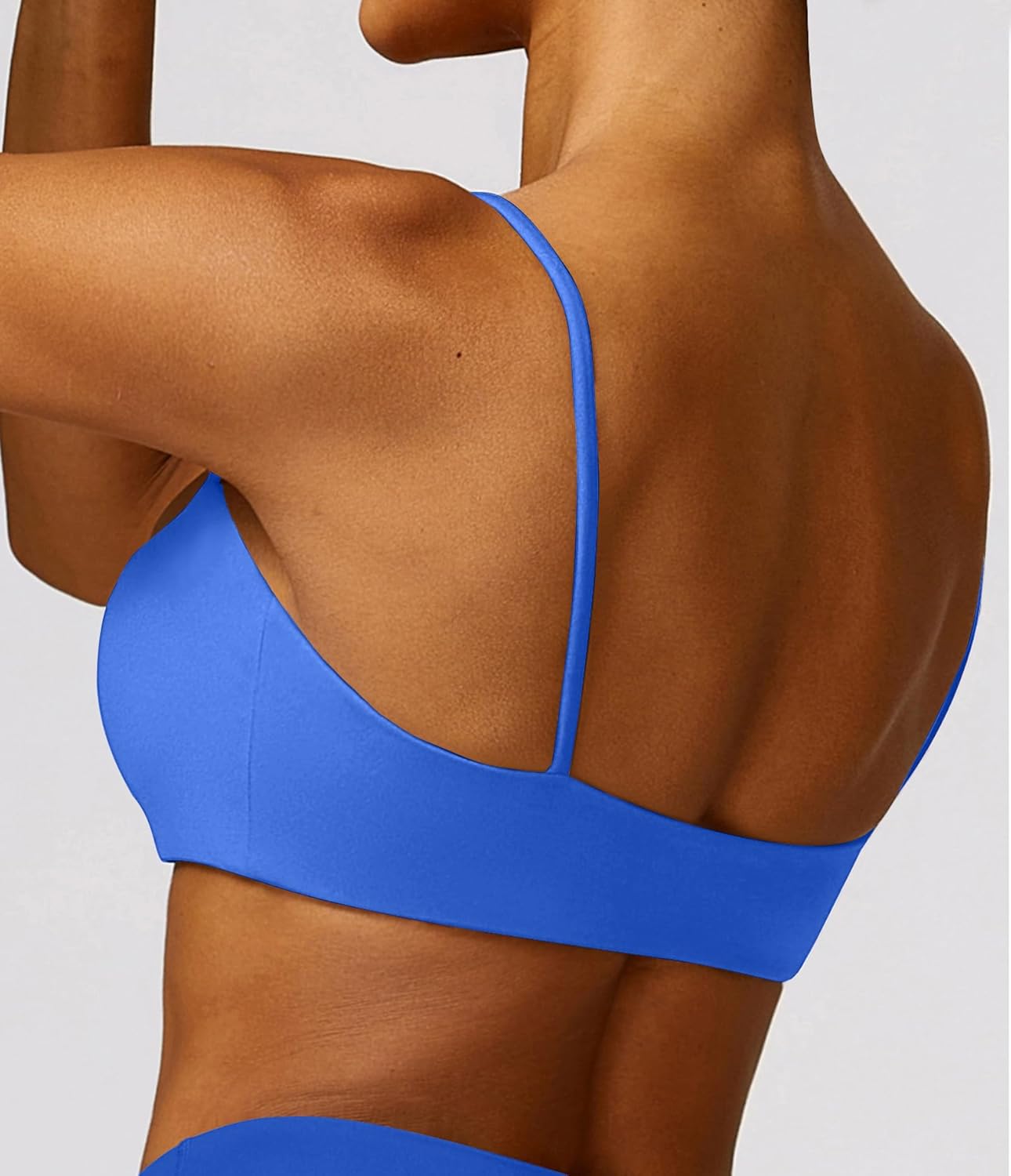 Women's Sports Bra with Thin Straps Stretchy Wirefree Workout Bras Lightweight Workouts Bralette with Removable Pads