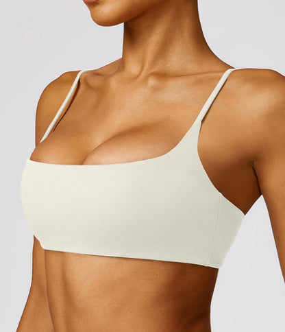 Women's Sports Bra with Thin Straps Stretchy Wirefree Workout Bras Lightweight Workouts Bralette with Removable Pads