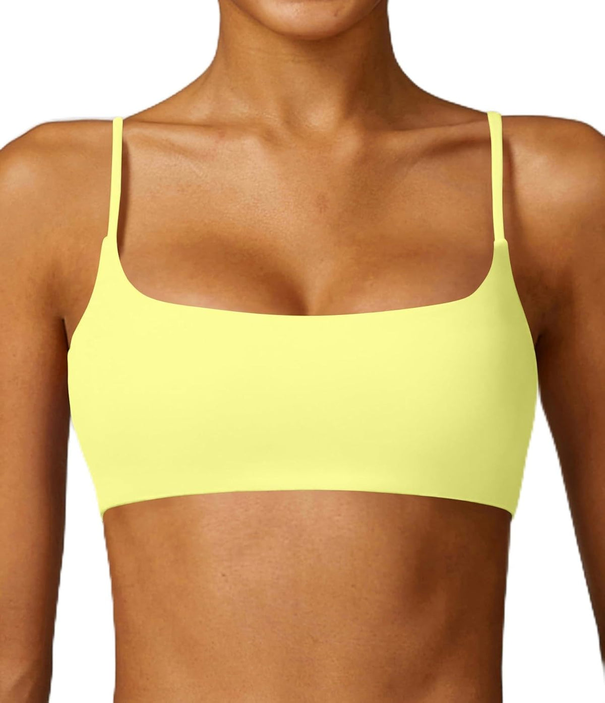 Women's Sports Bra with Thin Straps Stretchy Wirefree Workout Bras Lightweight Workouts Bralette with Removable Pads