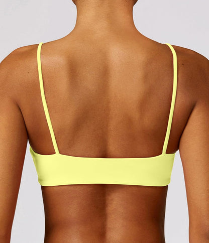Women's Sports Bra with Thin Straps Stretchy Wirefree Workout Bras Lightweight Workouts Bralette with Removable Pads