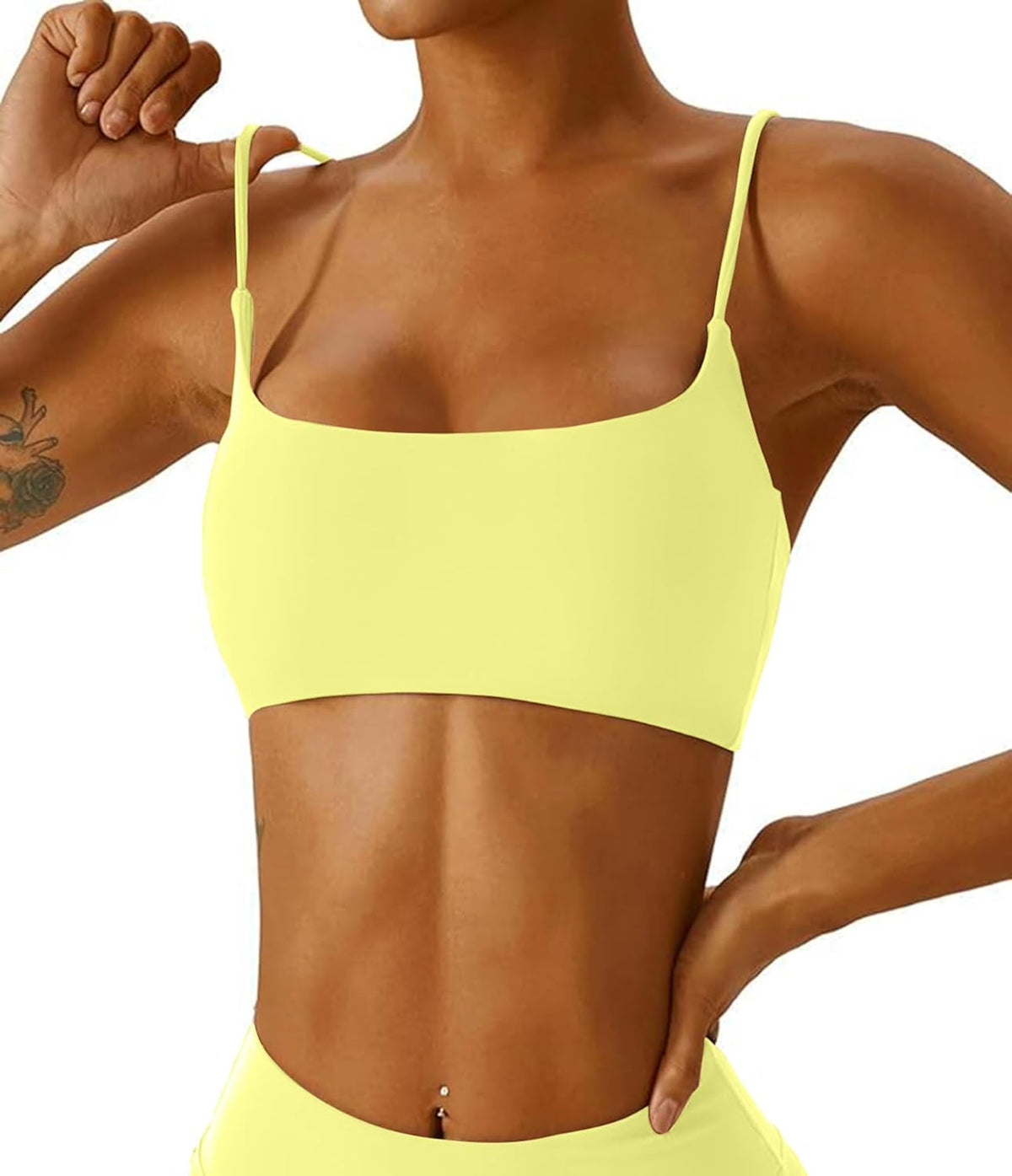 Women's Sports Bra with Thin Straps Stretchy Wirefree Workout Bras Lightweight Workouts Bralette with Removable Pads