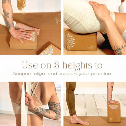Cork Yoga Block Set – 2 Pack with Strap & Canvas Bag | Luxury Portuguese Yoga Blocks 9”x6”x3” | Heavy-Duty, Non-Slip Support | Eco-Friendly, Plastic-Free Materials