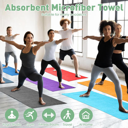 10 Pcs Hot Yoga Towels Bulk Non Slip Microfiber Anti Slip Absorbent Multicolor Wicking Pilates Yoga Mat Towel for Women Men Pilates, 27" x 72" (Classic)