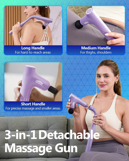 3-in-1 Detachable Massage Gun Deep Tissue with Extension Long Handle