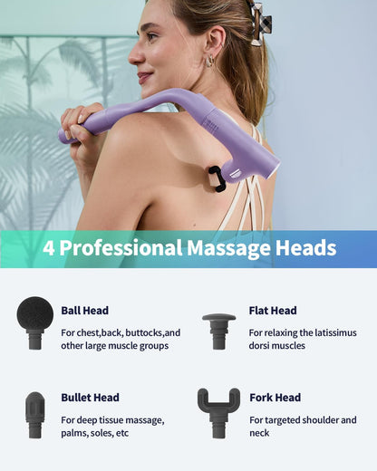 3-in-1 Detachable Massage Gun Deep Tissue with Extension Long Handle