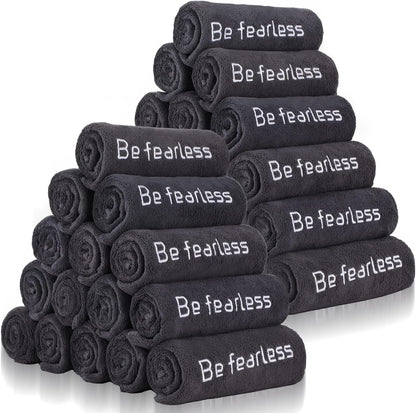 36 Pcs Microfiber Gym Towels for Exercise Fitness Bulk 32 x 16 Inch Soft Quick-Drying Sweat Absorbent Yoga Towel for Women Men Be Fearless Sport Towel for Cycling, Swimming, Workout, Camping