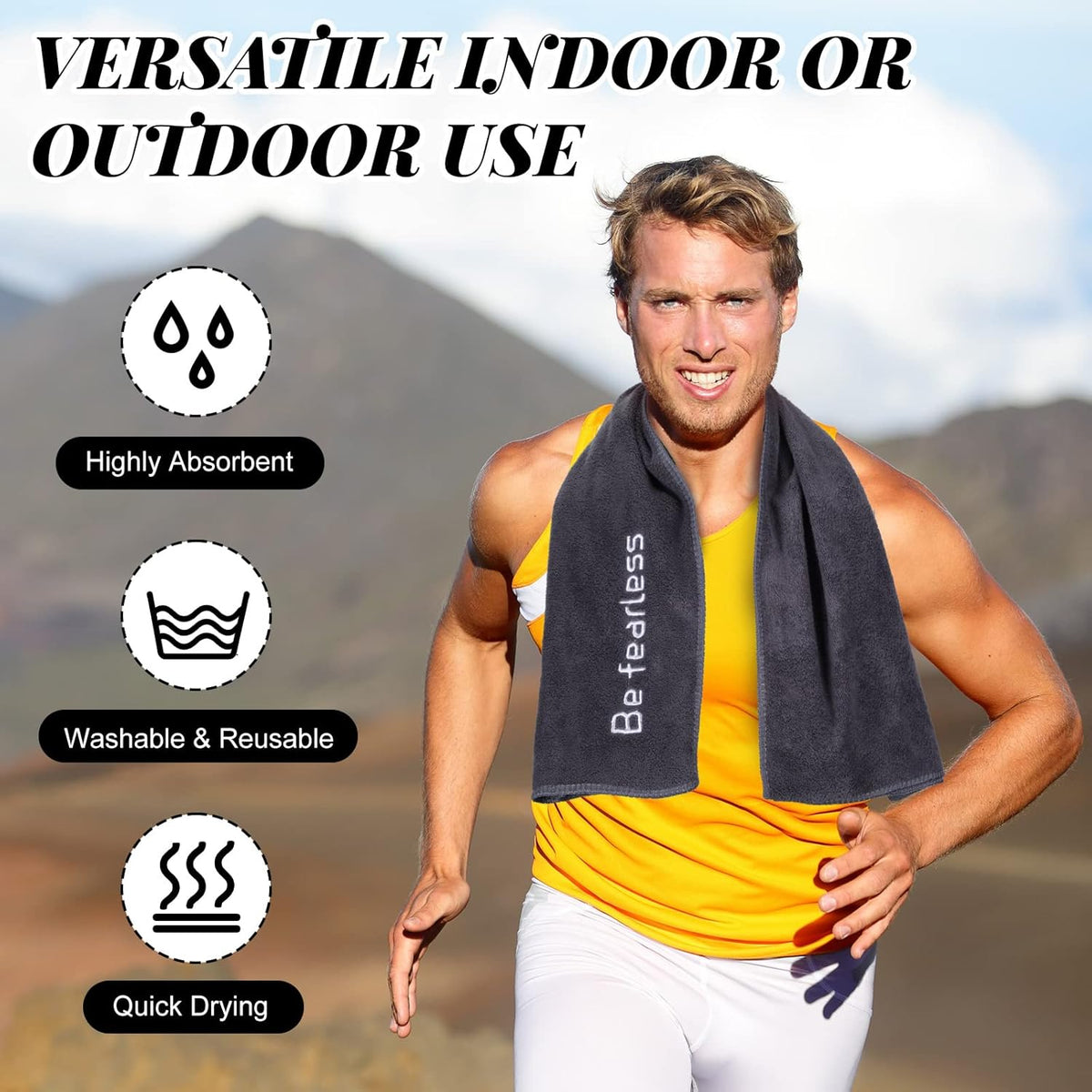 36 Pcs Microfiber Gym Towels for Exercise Fitness Bulk 32 x 16 Inch Soft Quick-Drying Sweat Absorbent Yoga Towel for Women Men Be Fearless Sport Towel for Cycling, Swimming, Workout, Camping