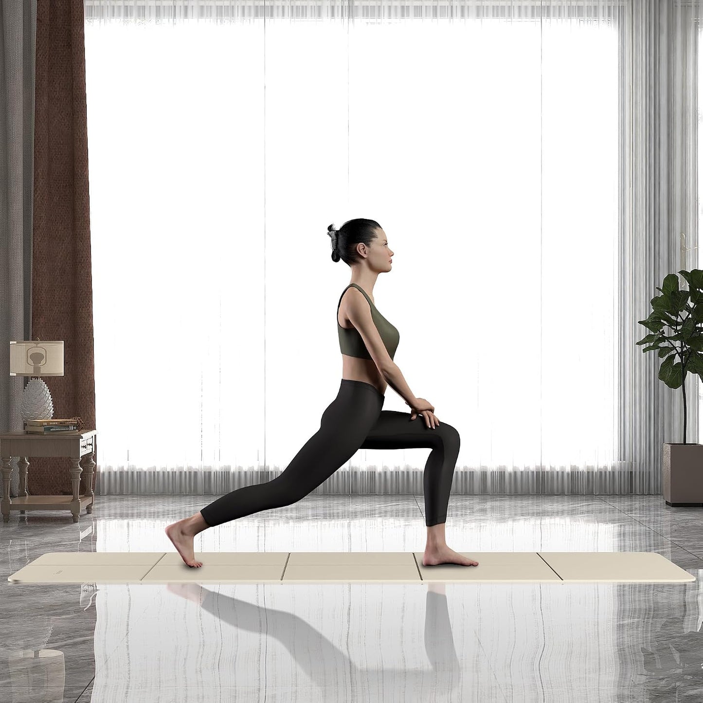 Foldable Yoga Mat for Travel Folding Yoga Mat 6mm Thick with Carrying Bag, Non-Slip TPE Exercise Pilates Mat for 72" L x 24" W x 0.24 Inch | TPE Exercise Mat With Carrying Bag for Home Workout, Yoga, Pilates, Stretching