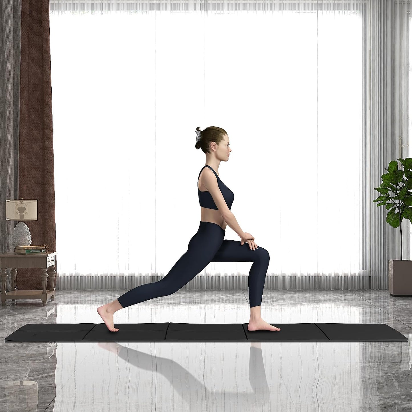 Foldable Yoga Mat for Travel Folding Yoga Mat 6mm Thick with Carrying Bag, Non-Slip TPE Exercise Pilates Mat for 72" L x 24" W x 0.24 Inch | TPE Exercise Mat With Carrying Bag for Home Workout, Yoga, Pilates, Stretching