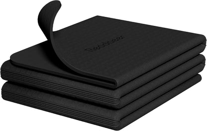Foldable Yoga Mat for Travel Folding Yoga Mat 6mm Thick with Carrying Bag, Non-Slip TPE Exercise Pilates Mat for 72" L x 24" W x 0.24 Inch | TPE Exercise Mat With Carrying Bag for Home Workout, Yoga, Pilates, Stretching