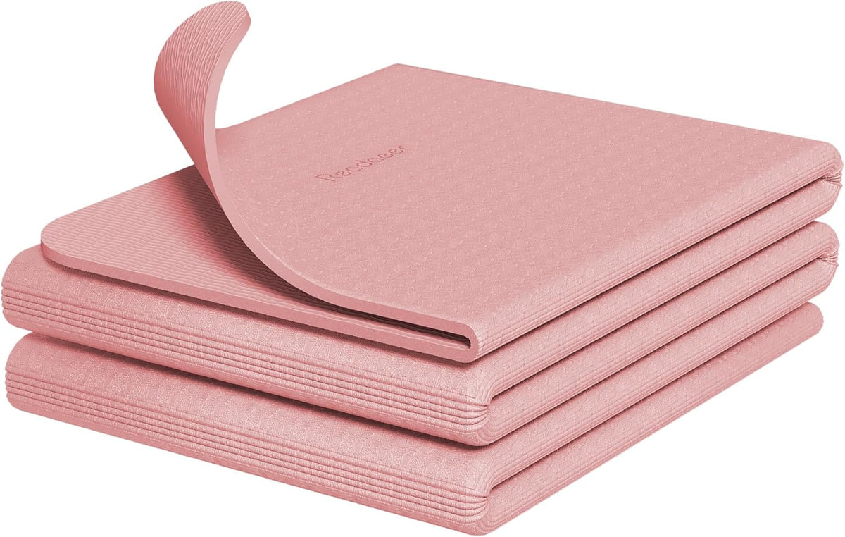 Foldable Yoga Mat for Travel Folding Yoga Mat 6mm Thick with Carrying Bag, Non-Slip TPE Exercise Pilates Mat for 72" L x 24" W x 0.24 Inch | TPE Exercise Mat With Carrying Bag for Home Workout, Yoga, Pilates, Stretching