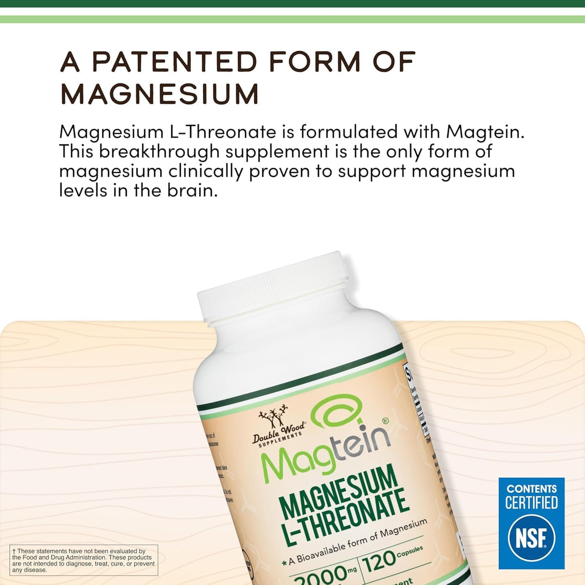 Magnesium L-Threonate, Cognitive + Sleep Support, 2000mg, 120 Capsules