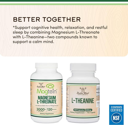 Magnesium L-Threonate, Cognitive + Sleep Support, 2000mg, 120 Capsules