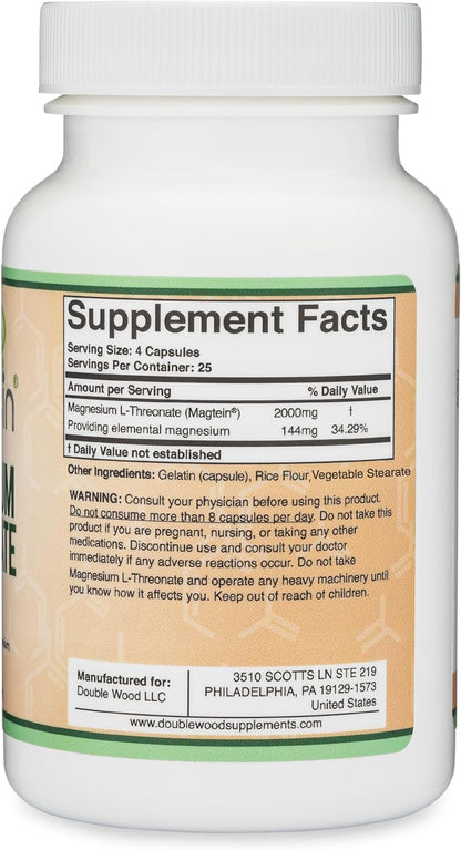 Magnesium L-Threonate, Cognitive + Sleep Support, 2000mg, 120 Capsules