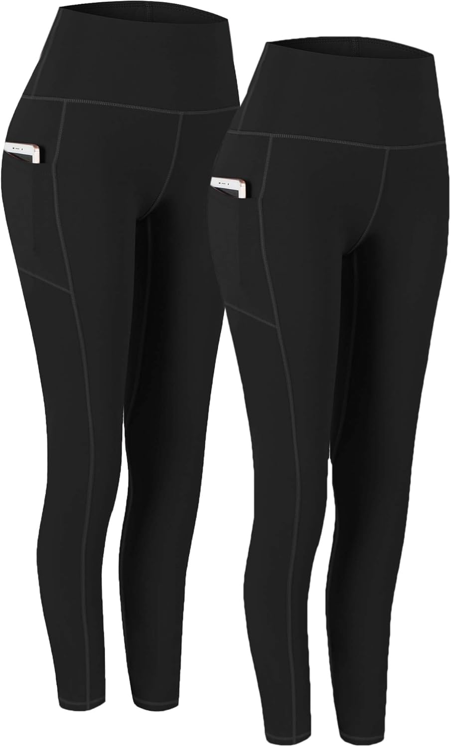 2 Pack High Waist Yoga Pants with Pockets, Tummy Control Workout Running Yoga Leggings for Women