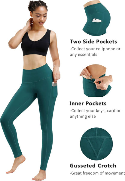 2 Pack High Waist Yoga Pants with Pockets, Tummy Control Workout Running Yoga Leggings for Women