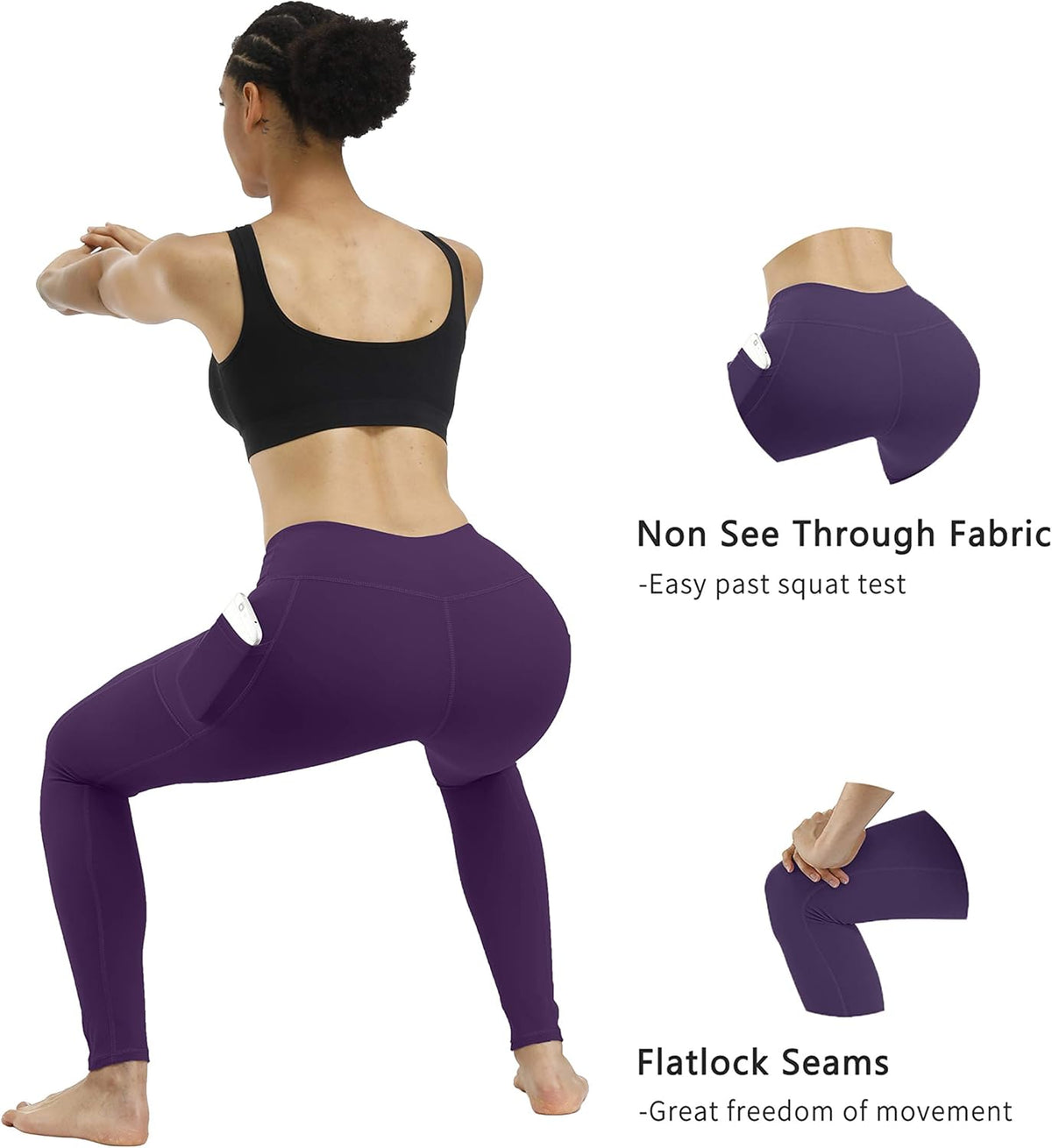 2 Pack High Waist Yoga Pants with Pockets, Tummy Control Workout Running Yoga Leggings for Women