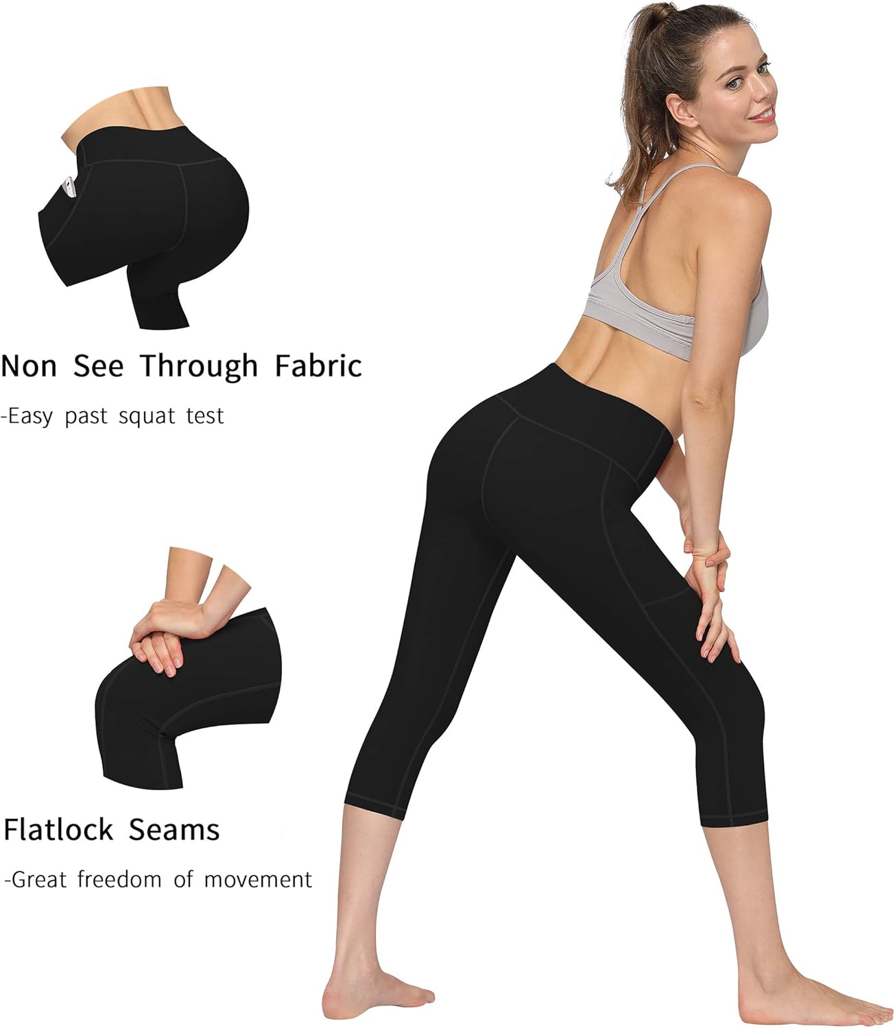 2 Pack High Waist Yoga Pants with Pockets, Tummy Control Workout Running Yoga Leggings for Women