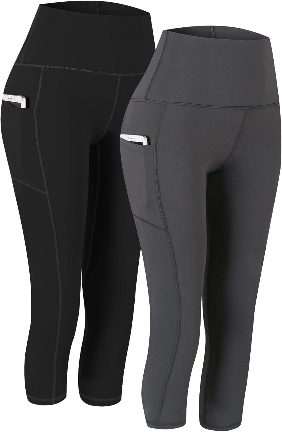 2 Pack High Waist Yoga Pants with Pockets, Tummy Control Workout Running Yoga Leggings for Women