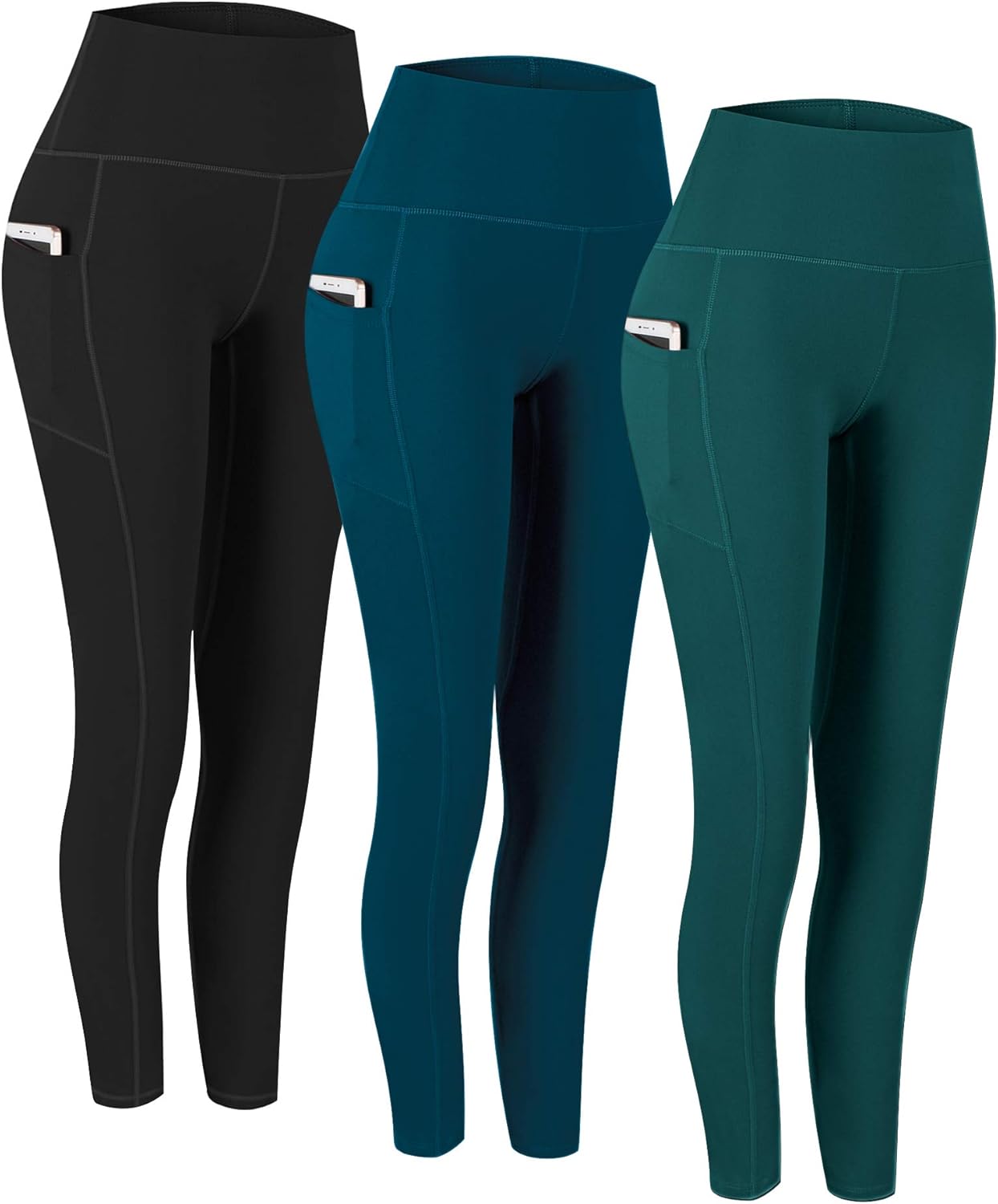 2 Pack High Waist Yoga Pants with Pockets, Tummy Control Workout Running Yoga Leggings for Women