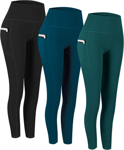 2 Pack High Waist Yoga Pants with Pockets, Tummy Control Workout Running Yoga Leggings for Women
