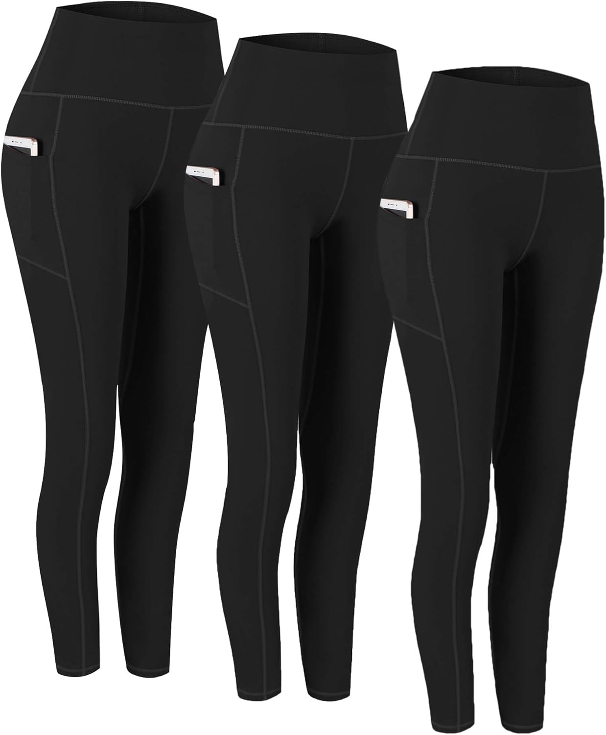 2 Pack High Waist Yoga Pants with Pockets, Tummy Control Workout Running Yoga Leggings for Women