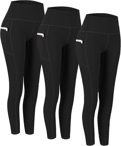 2 Pack High Waist Yoga Pants with Pockets, Tummy Control Workout Running Yoga Leggings for Women