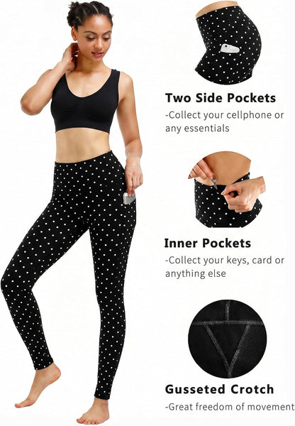 2 Pack High Waist Yoga Pants with Pockets, Tummy Control Workout Running Yoga Leggings for Women