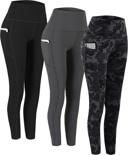 2 Pack High Waist Yoga Pants with Pockets, Tummy Control Workout Running Yoga Leggings for Women
