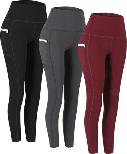 2 Pack High Waist Yoga Pants with Pockets, Tummy Control Workout Running Yoga Leggings for Women