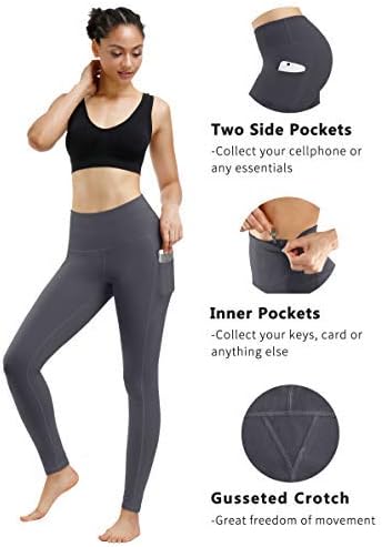 2 Pack High Waist Yoga Pants with Pockets, Tummy Control Workout Running Yoga Leggings for Women