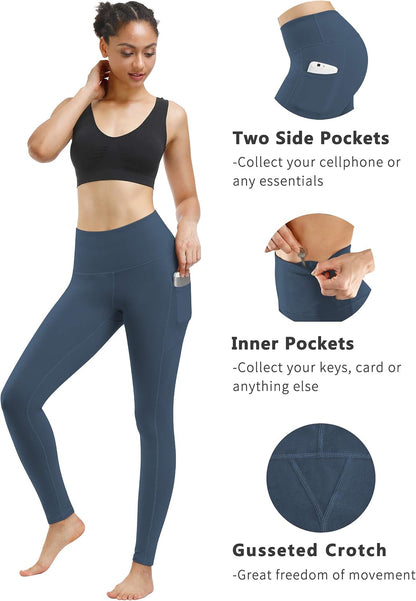 2 Pack High Waist Yoga Pants with Pockets, Tummy Control Workout Running Yoga Leggings for Women