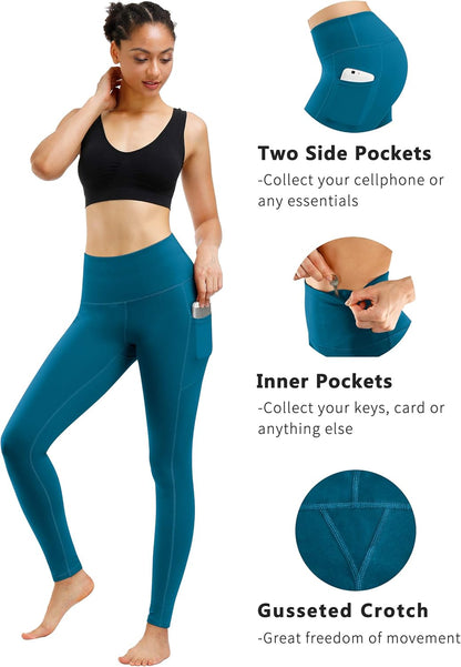 2 Pack High Waist Yoga Pants with Pockets, Tummy Control Workout Running Yoga Leggings for Women