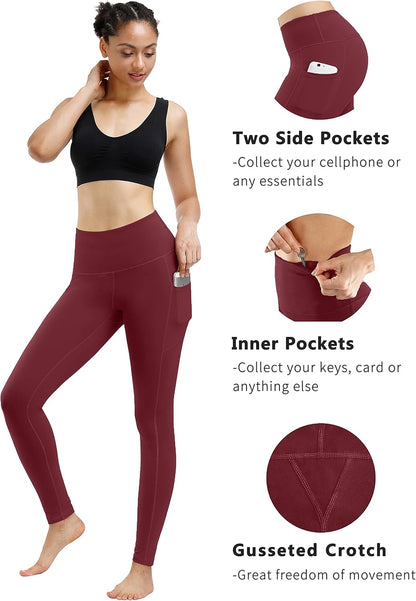 2 Pack High Waist Yoga Pants with Pockets, Tummy Control Workout Running Yoga Leggings for Women