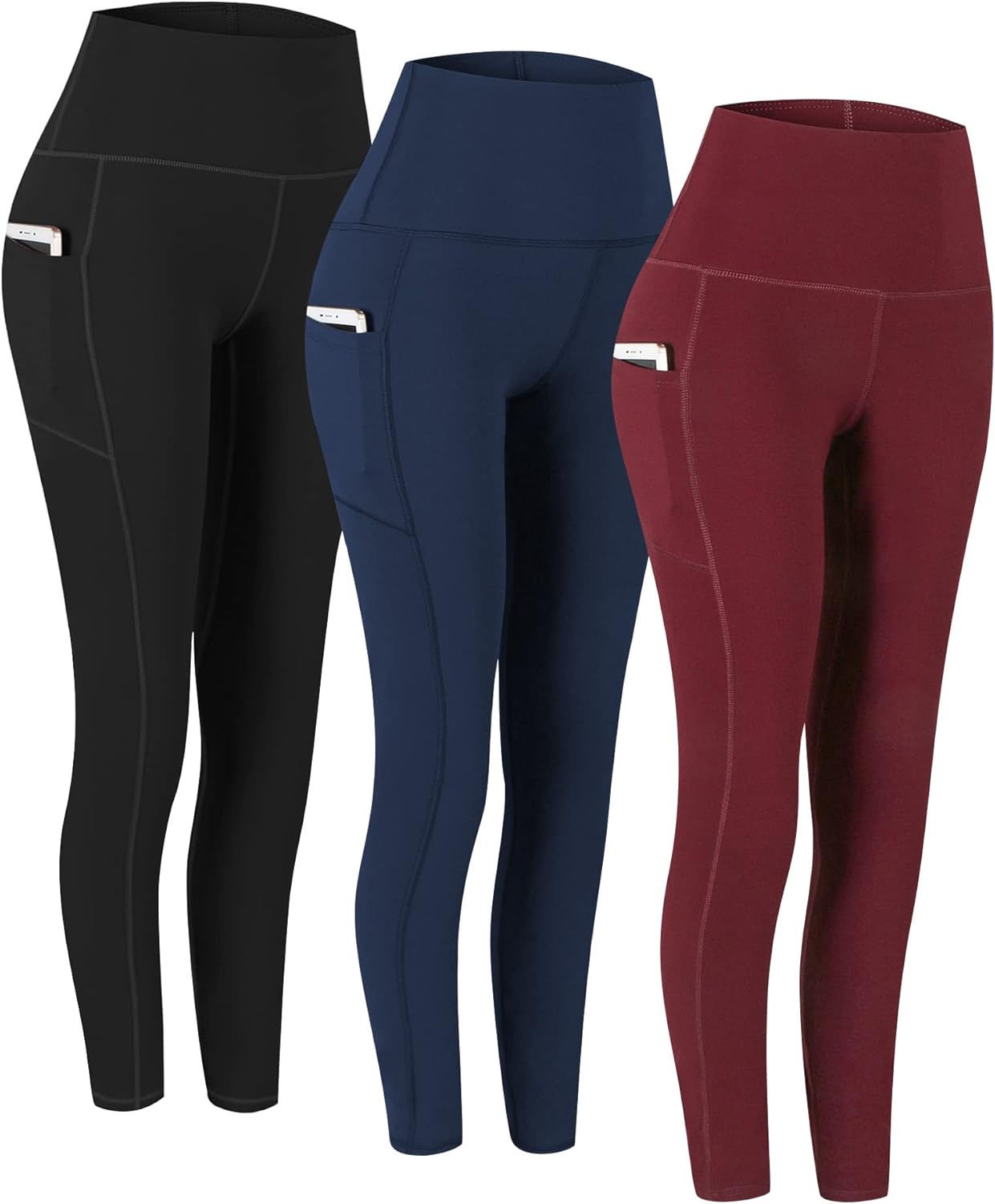 2 Pack High Waist Yoga Pants with Pockets, Tummy Control Workout Running Yoga Leggings for Women