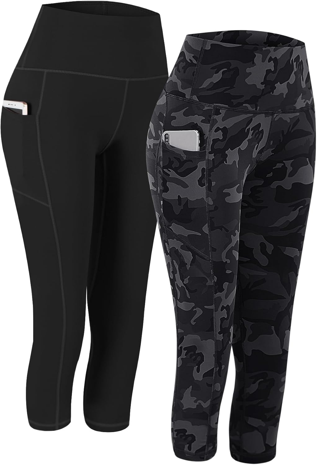 2 Pack High Waist Yoga Pants with Pockets, Tummy Control Workout Running Yoga Leggings for Women