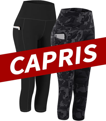 2 Pack High Waist Yoga Pants with Pockets, Tummy Control Workout Running Yoga Leggings for Women