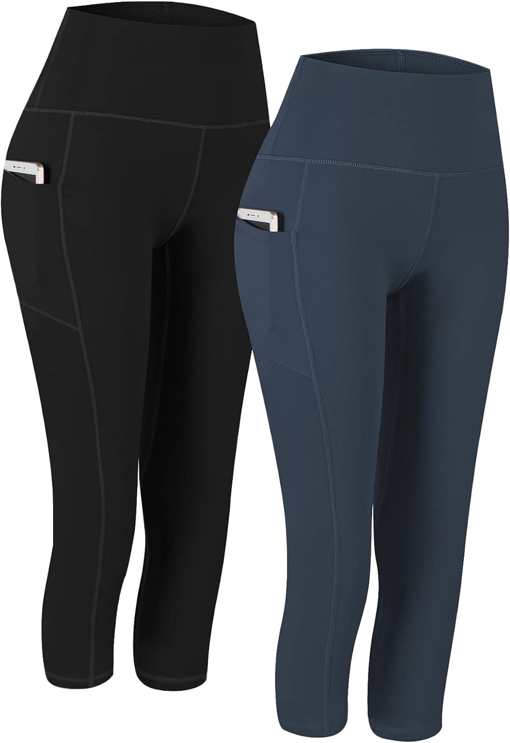 2 Pack High Waist Yoga Pants with Pockets, Tummy Control Workout Running Yoga Leggings for Women