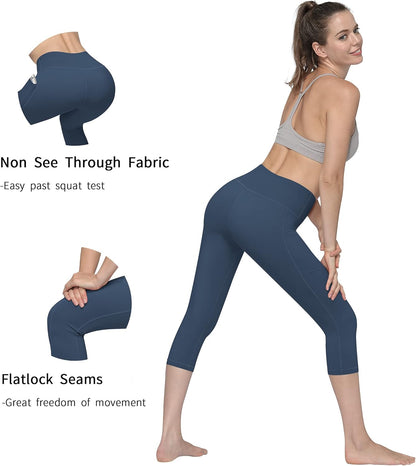 2 Pack High Waist Yoga Pants with Pockets, Tummy Control Workout Running Yoga Leggings for Women